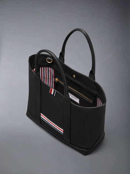 SMALL TOOL TOTE IN SOFT PEBBLE GRAIN LEATHER BLACK