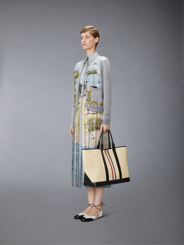 MEDIUM TOOL TOTE WITH RWB STRIPE IN RAFFIA - image 4