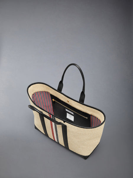 MEDIUM TOOL TOTE WITH RWB STRIPE IN RAFFIA BLACK