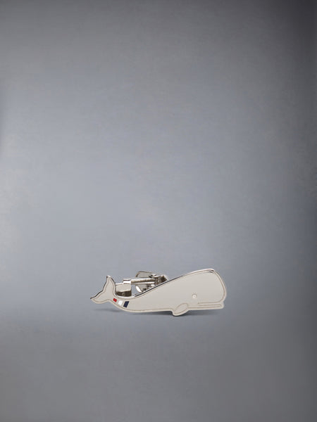 STERLING SILVER WHALE TIE BAR SILVER