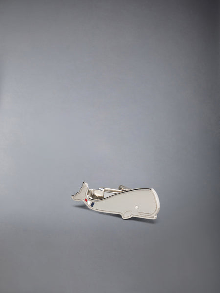 STERLING SILVER WHALE TIE BAR SILVER