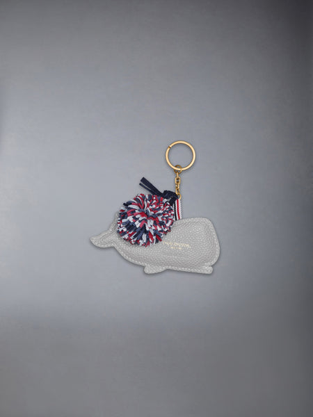 PEBBLE GRAIN LEATHER RWB-POM POM WHALE KEYRING LT GREY
