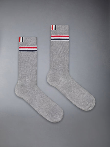 RWB STRIPE ATHLETIC MID CALF SOCKS LT GREY