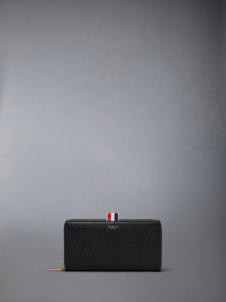 PEBBLE GRAIN LONG ZIP WALLET BLACK