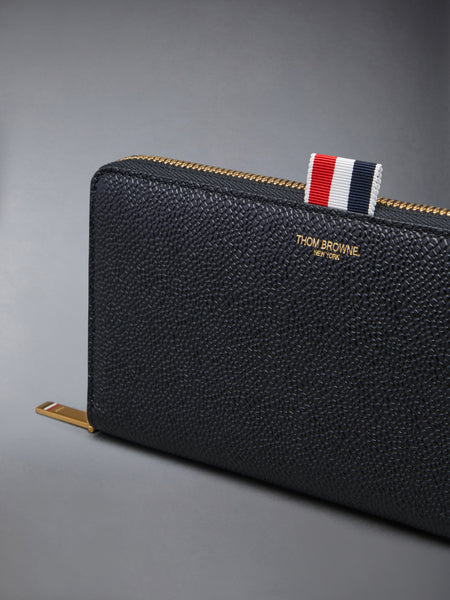 PEBBLE GRAIN LONG ZIP WALLET BLACK