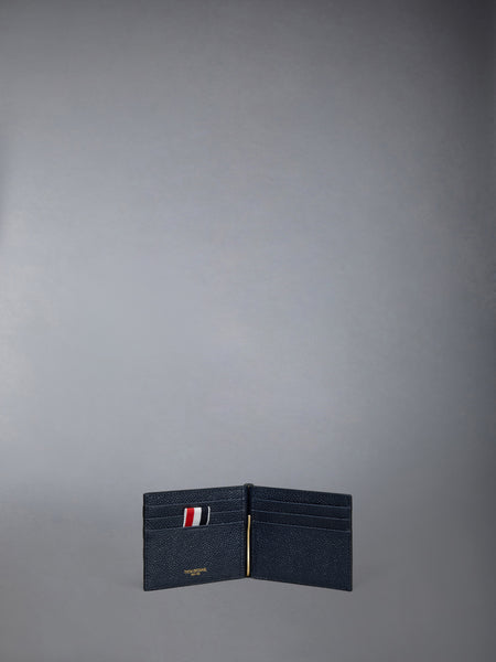 PEBBLE GRAIN 4-BAR MONEY CLIP WALLET NAVY