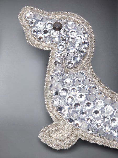 CRYSTAL EMBROIDERY HECTOR BROOCH SILVER