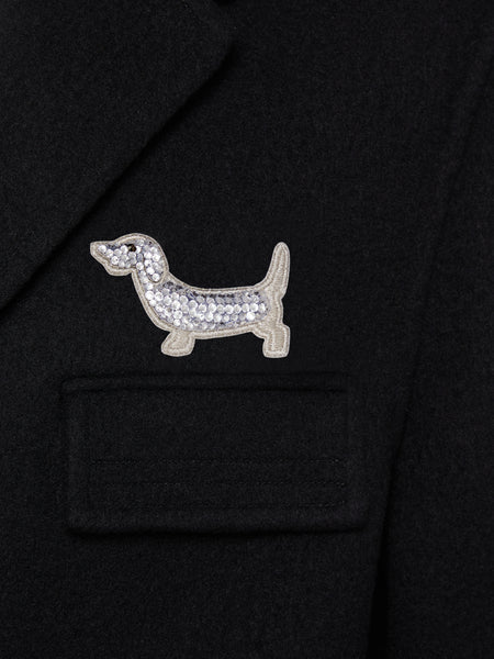 CRYSTAL EMBROIDERY HECTOR BROOCH SILVER