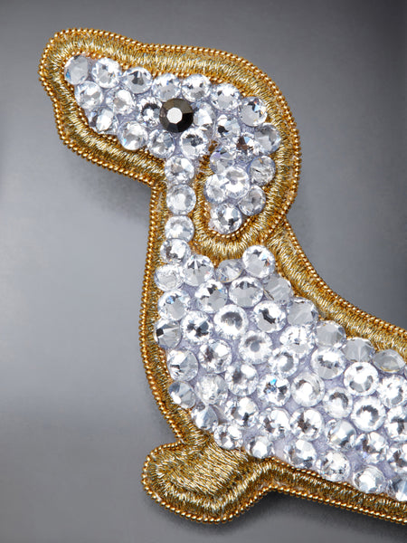 CRYSTAL EMBROIDERY HECTOR BROOCH GOLD