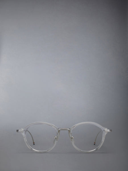 ACETATE AND TITANIUM ROUND EYEGLASSES CLEAR / TRANSPARENT