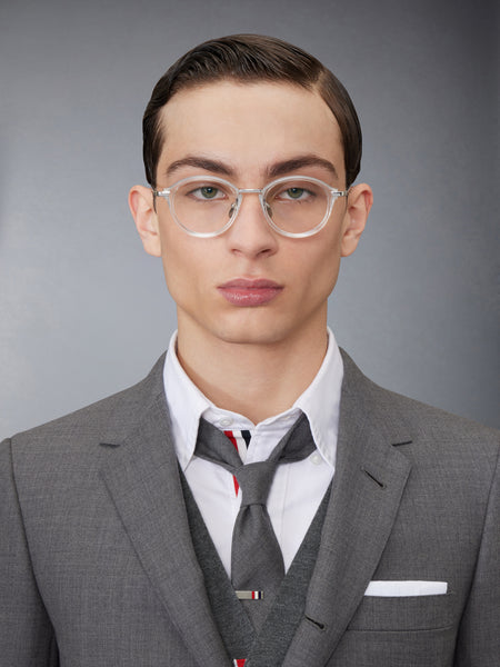 ACETATE AND TITANIUM ROUND EYEGLASSES CLEAR / TRANSPARENT