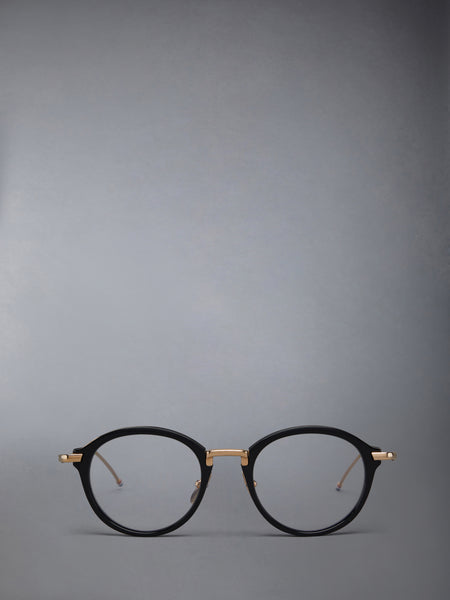 ACETATE AND TITANIUM ROUND EYEGLASSES BLACK