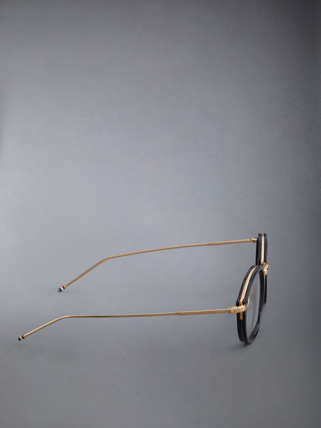 ACETATE AND TITANIUM ROUND EYEGLASSES BLACK