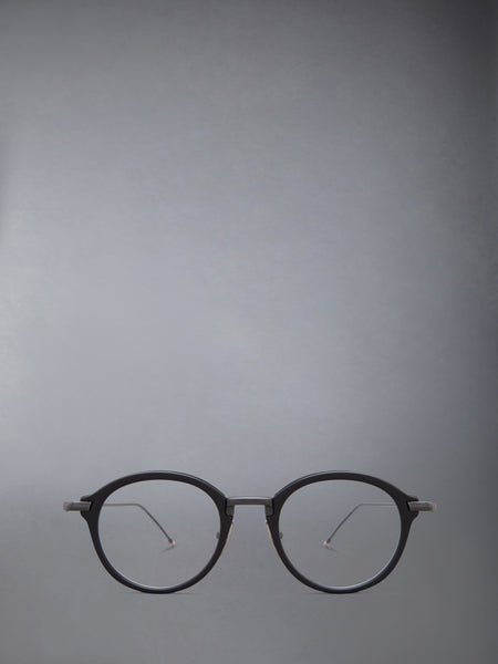 ACETATE AND TITANIUM ROUND EYEGLASSES BLACK