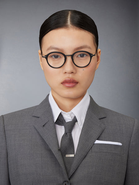 ACETATE AND TITANIUM ROUND EYEGLASSES BLACK