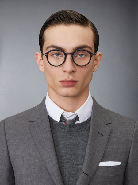 ACETATE AND TITANIUM ROUND EYEGLASSES BLACK