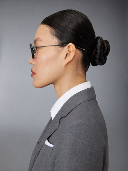 ACETATE AND TITANIUM ROUND EYEGLASSES BLACK