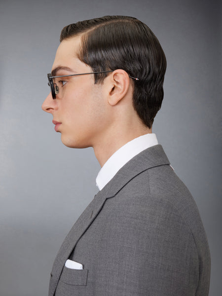 ACETATE AND TITANIUM ROUND EYEGLASSES BLACK