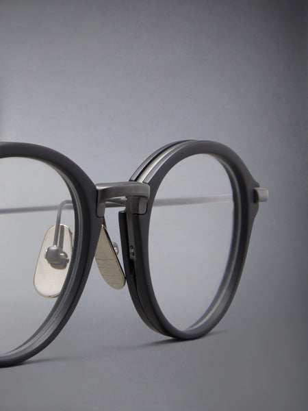 ACETATE AND TITANIUM ROUND EYEGLASSES BLACK