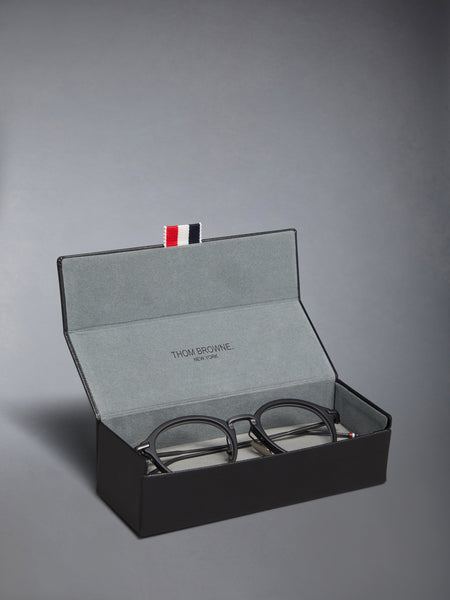 ACETATE AND TITANIUM ROUND EYEGLASSES BLACK