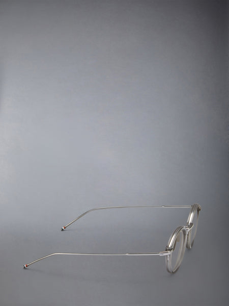 ACETATE AND TITANIUM ROUND EYEGLASSES LIGHT GREY