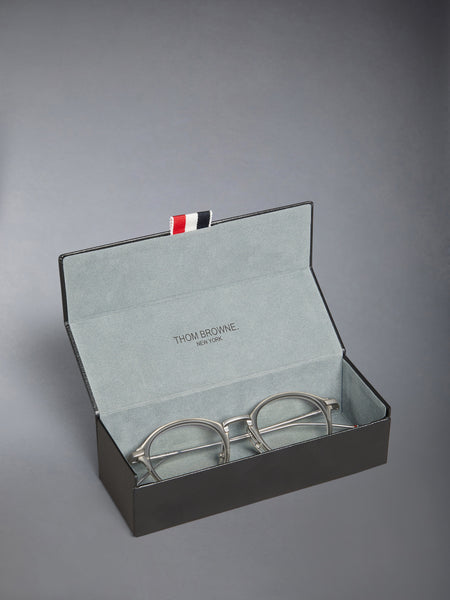 ACETATE AND TITANIUM ROUND EYEGLASSES LIGHT GREY