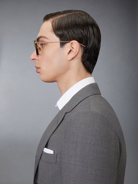 ACETATE AND TITANIUM ROUND EYEGLASSES MED BROWN