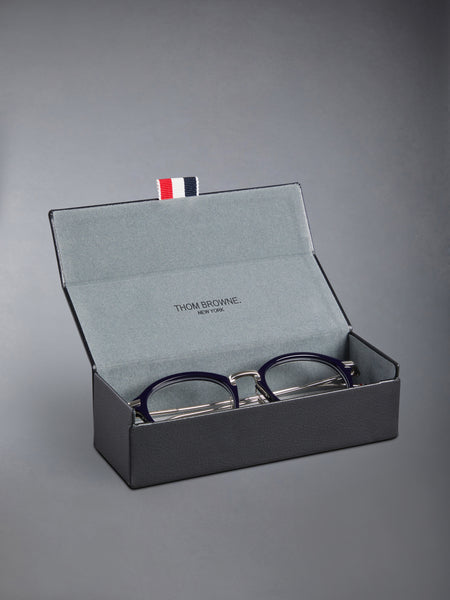 ACETATE AND TITANIUM ROUND EYEGLASSES NAVY