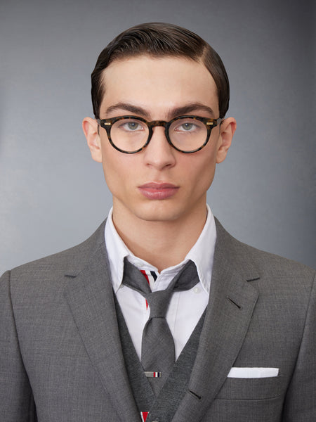 ACETATE ROUND EYEGLASSES DARK BROWN