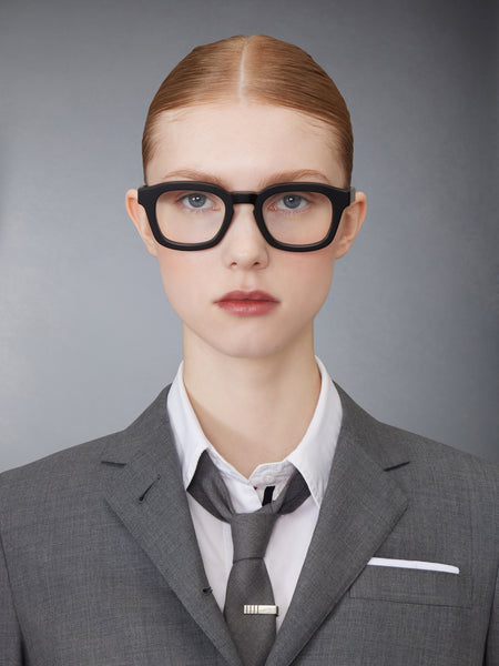 ACETATE RECTANGULAR EYEGLASSES BLACK/CHARCOAL
