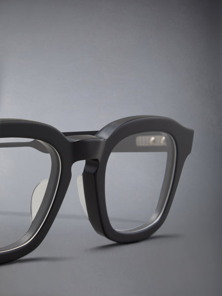ACETATE RECTANGULAR EYEGLASSES BLACK/CHARCOAL