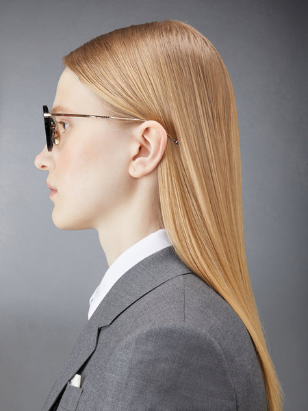 ACETATE AND TITANIUM ROUND EYEGLASSES BLACK