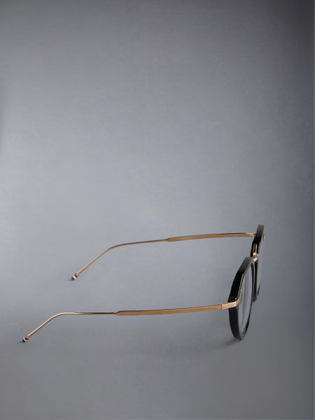 ACETATE AND TITANIUM ROUND EYEGLASSES BLACK