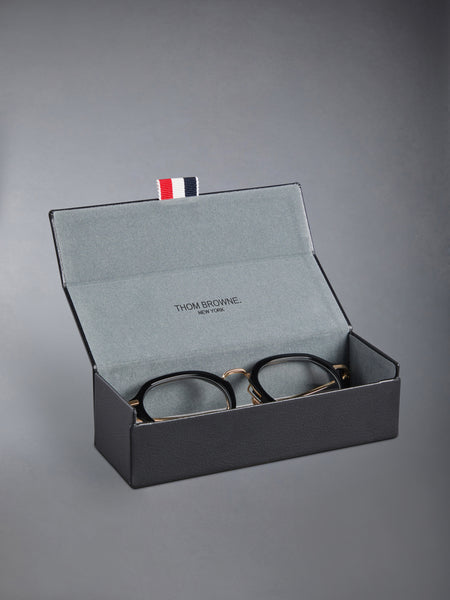 ACETATE AND TITANIUM ROUND EYEGLASSES BLACK