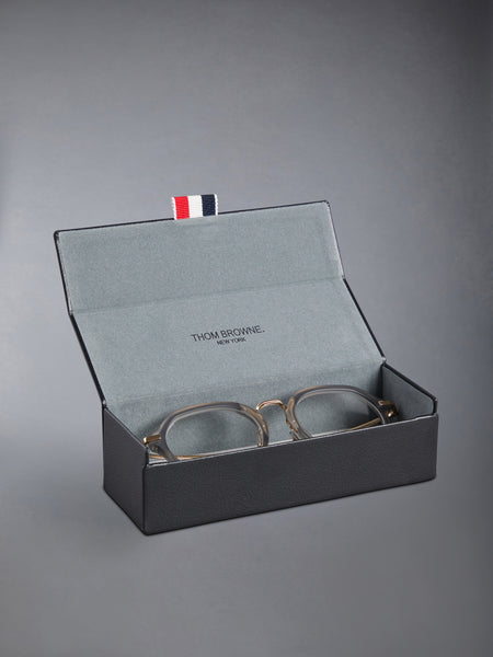 ACETATE AND TITANIUM ROUND EYEGLASSES LIGHT GREY