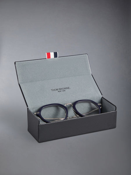 ACETATE AND TITANIUM ROUND EYEGLASSES NAVY