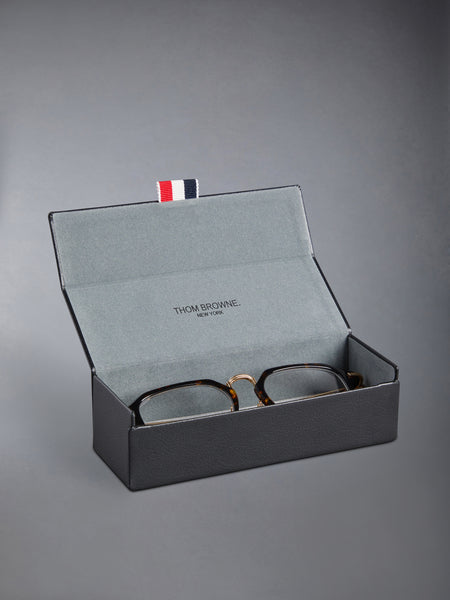 ACETATE AND TITANIUM RECTANGULAR EYEGLASSES DARK BROWN