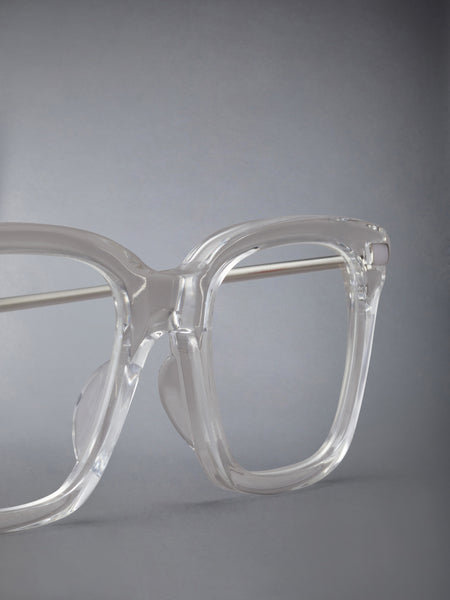 ACETATE AND TITANIUM RECTANGULAR EYEGLASSES CLEAR / TRANSPARENT