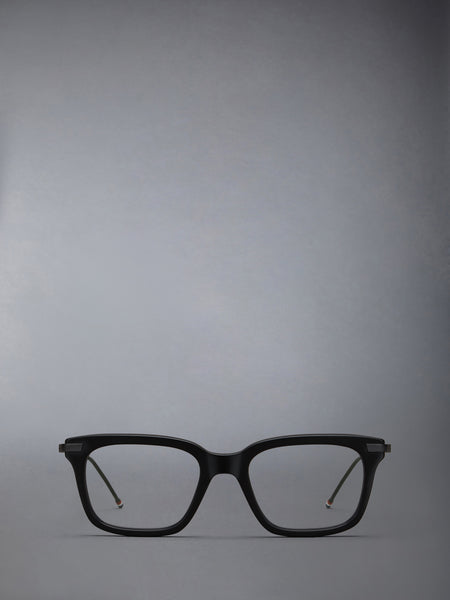 ACETATE AND TITANIUM RECTANGULAR EYEGLASSES BLACK/CHARCOAL
