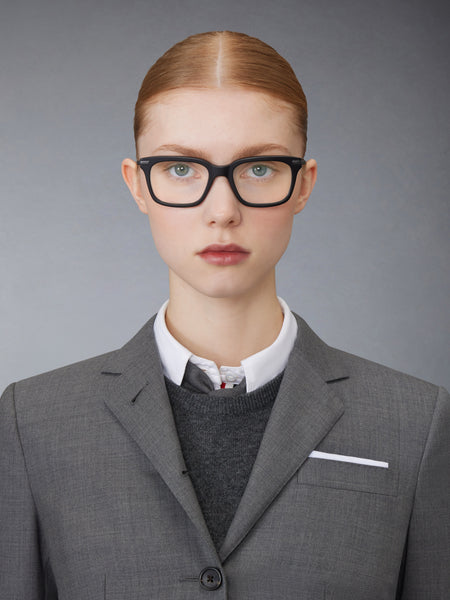 ACETATE AND TITANIUM RECTANGULAR EYEGLASSES BLACK/CHARCOAL