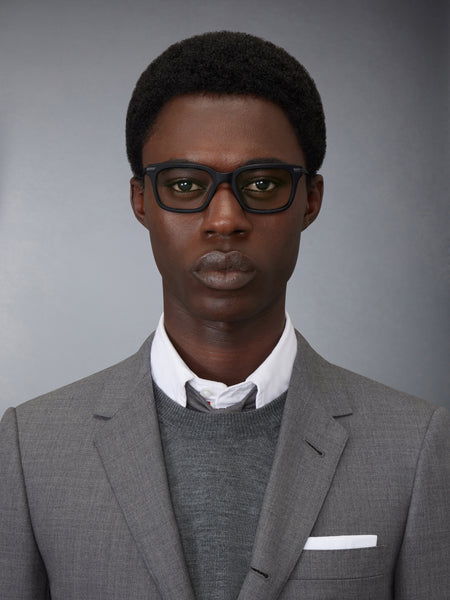 ACETATE AND TITANIUM RECTANGULAR EYEGLASSES BLACK/CHARCOAL