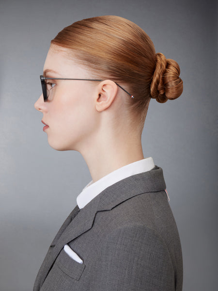 ACETATE AND TITANIUM RECTANGULAR EYEGLASSES BLACK/CHARCOAL