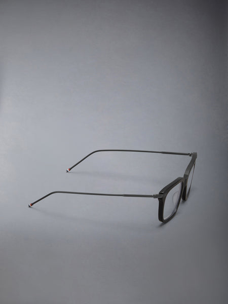ACETATE AND TITANIUM RECTANGULAR EYEGLASSES BLACK/CHARCOAL