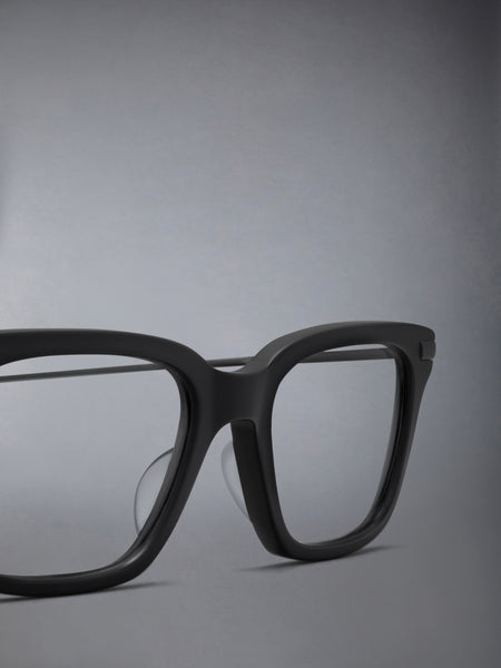 ACETATE AND TITANIUM RECTANGULAR EYEGLASSES BLACK/CHARCOAL