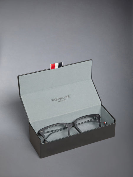 ACETATE AND TITANIUM RECTANGULAR EYEGLASSES BLACK/CHARCOAL