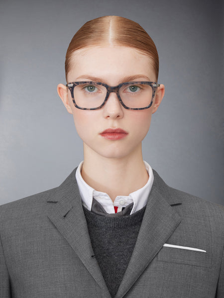 ACETATE AND TITANIUM RECTANGULAR EYEGLASSES DARK GREY