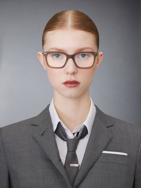 ACETATE AND TITANIUM RECTANGULAR EYEGLASSES LIGHT GREY