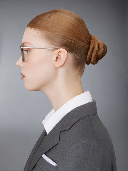 ACETATE AND TITANIUM RECTANGULAR EYEGLASSES LIGHT GREY