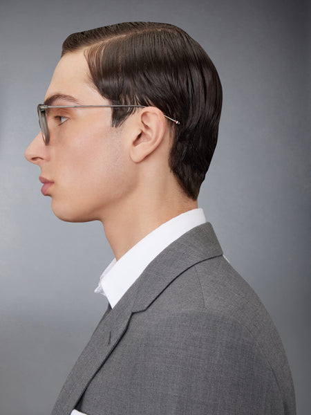 ACETATE AND TITANIUM RECTANGULAR EYEGLASSES LIGHT GREY
