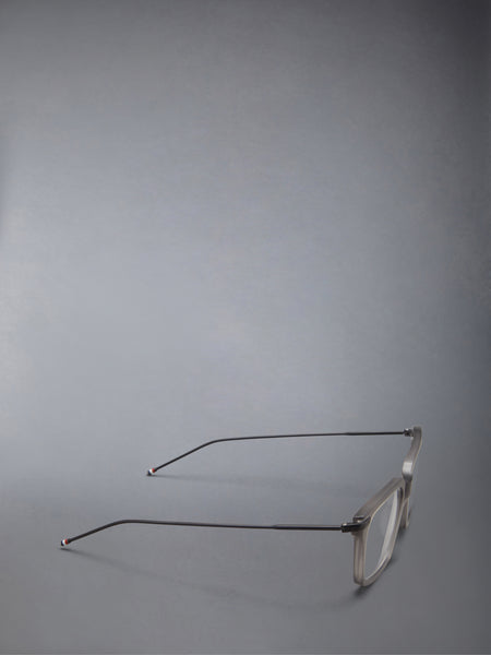 ACETATE AND TITANIUM RECTANGULAR EYEGLASSES LIGHT GREY